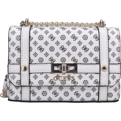GUESS Schoudertas Handtas Emilee Mini Convertible Crossbody Flap Stone Logo Crème