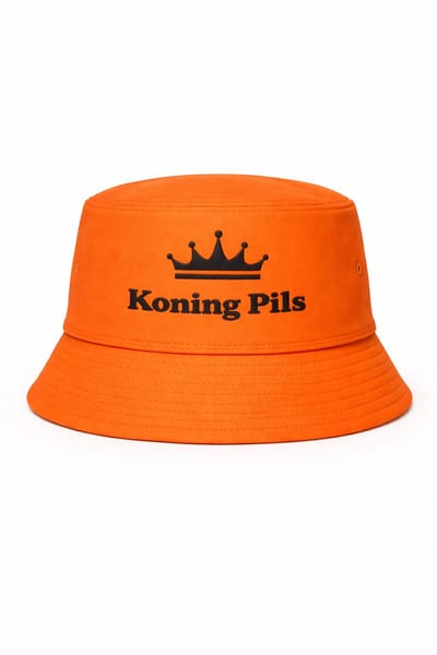 Koning Pils Hoed - Bucket Hat – Oranje – Unisex – Perfect voor EK, WK, Koningsdag & Festivals