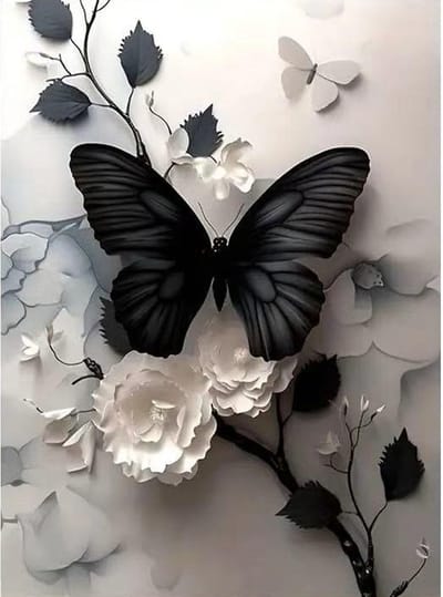 5D Diamant Schilderen Set met Vlinders en Bloemen, Creatieve DIY Activiteit voor Volwassenen, Ontspanning en Wanddecoratie (30 x 40 cm)