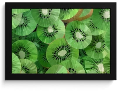 Poster in lijst - Fotolijst 30x20 cm - Posters - Kiwi - Groen - Pitten - Posterlijst zwart - Decoratie - Wanddecoratie woonkamer - Muurdecoratie slaapkamer