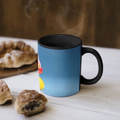 Magische Mok - Foto op Warmte Mokken - Koffiemok - Badeend - Handdoek - Blauw - Magic Mok - Beker - 350 ML - Theemok