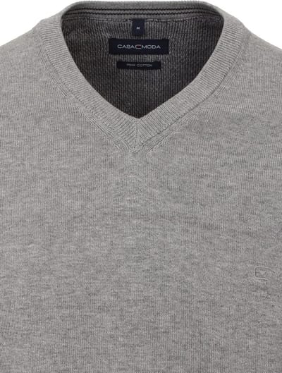 Casa Moda Heren Trui Met V-Hals Pima-Katoen 004430-713 Grijs - 3XL