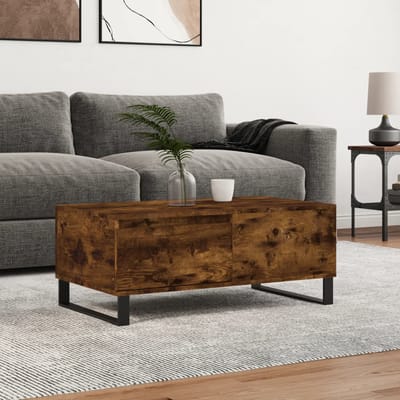 vidaXL - Salontafel - 90x50x36,5 - cm - bewerkt - hout - gerookt - eikenkleurig