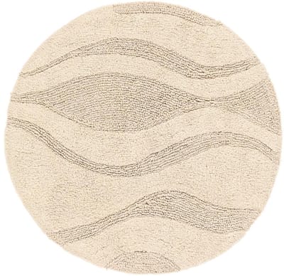 Badmat, Moderne, Ø 150 cm, Rond, Laagpolig, Woonkamer, Slaapkamer, Hal, Machinewas, Crème wit Beige