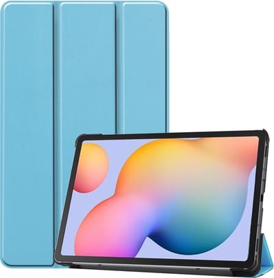 Hoesje - Geschikt voor Samsung Galaxy Tab S6 Lite - Dun & Stevig - Hardcover Book Case - Trifold Bookcase Hoes - Hard Cover - Tablethoes - Lichtblauw