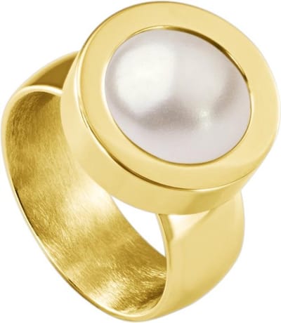 Quiges RVS Schroefsysteem Ring Goudkleurig Glans 17mm met Verwisselbare 12mm Mini Munt - SLSRS53917