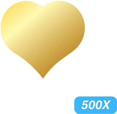 Stickers - "Gouden Hart" - 500 Stuks - 30mm x 25mm - Etiket - Sluitzegel - Etiketten - Sluitstickers - Goud - Hart