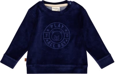 Frogs and Dogs - Play All Day Baby Velvet Sweater | Patriot Blue - Katoen - Maat 50/56