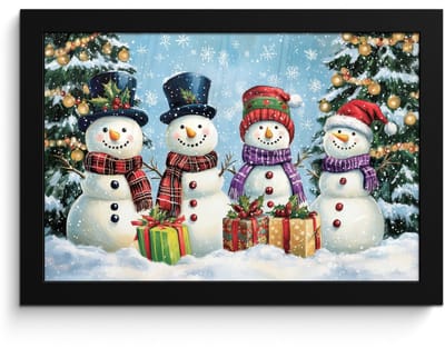 Poster in lijst - Fotolijst 30x20 cm - Posters - Vrolijk - Sneeuw - Kleurrijk - Posterlijst zwart - Decoratie - Wanddecoratie woonkamer - Muurdecoratie slaapkamer