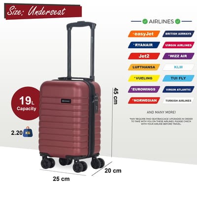 ABS Hardshell Onderstoel Cabinekoffer 45 x 25 x 20 cm Bagage Geschikt voor Rynair