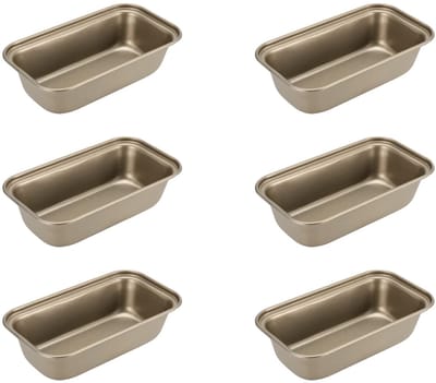 Dailygoods- Broodvorm Mini - 6 Stuks - 15,6 x 8,5 cm - Rechthoekig - Hittebestendig - Afdichtingstechnologie - Geometrische Textuur - Bakpan