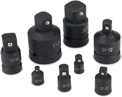Dailygoods - Impact Socket Converter Set - 8-delige Set - Incl Rood Opbergdoosje - 1/4 tot 1 Inch - Handige Gereedschap Set - Duurzaam en Betrouwbaar...