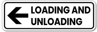 Bord Loading and Unloading pijl links - Weerbestendig Aluminium - 40x15 cm - Bevestiging: Zonder bevestiging (alleen het bord)