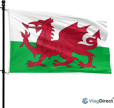 VlagDirect - Welshe vlag- Wales vlag - 90 x 150 cm.