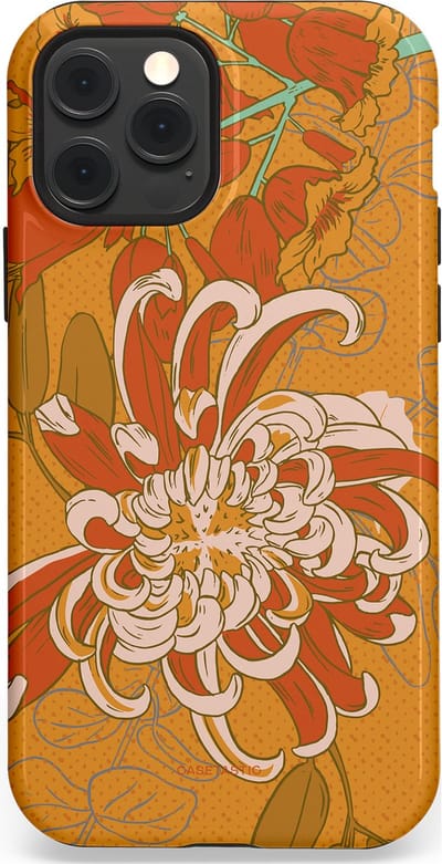 Casetastic hoesje geschikt voor Apple iPhone 12 / Apple iPhone 12 Pro - MagSafe - Dubbellaagse bescherming - Bloemige lente - Fashion Case - Okergeel Terracotta Beige