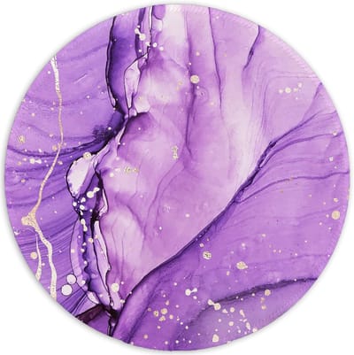 Premium Textured Mouse Pad met Stikte Randen, Waterdicht en Antislip, Rond Design voor Gaming en Kantoor, Paars Abstract Marmer, Desk Accessories voor Laptop en Computer