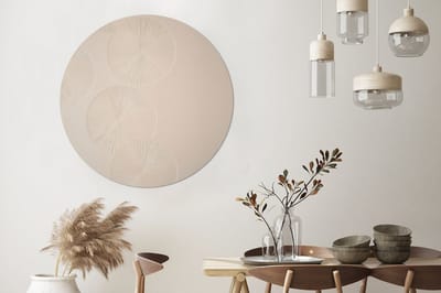 WallCircle - Wandcirkel - Muurcirkel - Japandi - Beige - Modern - Aluminium - Dibond - 140x140 cm - Binnen en Buiten