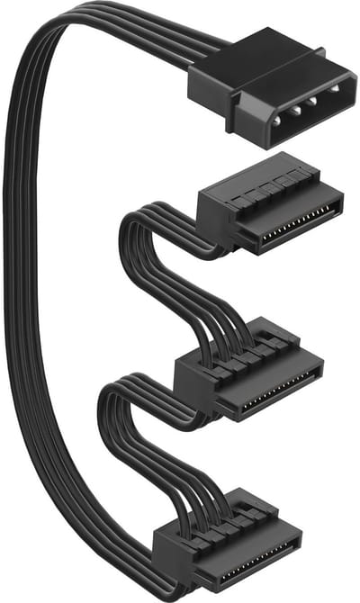 Adapterkabel voor 3 SATA-schijven - 42 cm - 18AWG zuurstofvrij koper - Ondersteunt gelijktijdig 3 HDD/SSD verbindingen