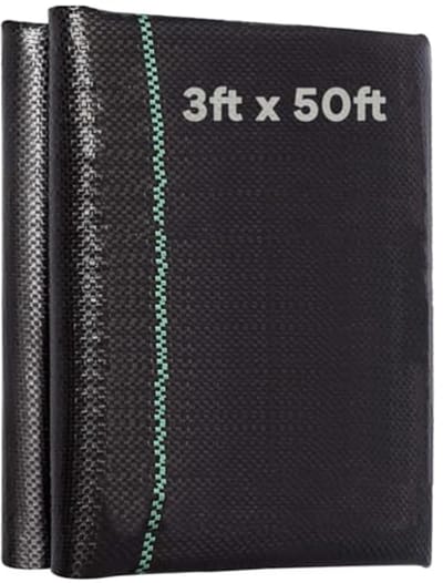 Zwarte Onkruiddoek 3 FT x 50 FT - 100 g/m², Waterdoorlatend, UV-bestendig, Onkruidbescherming voor Tuin