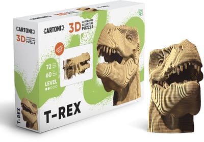 CARTONIC- T-Rex- 3D Puzzel-Speelgoed- Puzzel-DIY- Creatief- Karton- Kinderen en volwassen- 3D- puzzel-