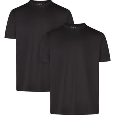 Phil & Co Heren Ondershirt Katoen T-shirt Ronde Hals 2-Pack Zwart - Maat XL