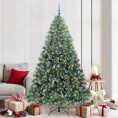 vidaXL - Kunstkerstboom - met - 300 - LED - met - standaard - Groen - 210 - cm - PE - en - PVC