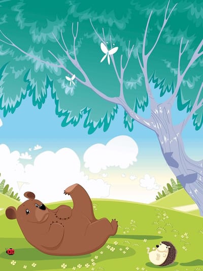 Fotobehang Animals in The Forest | XXL - 206cm x 275cm | 130g/m2 Vlies