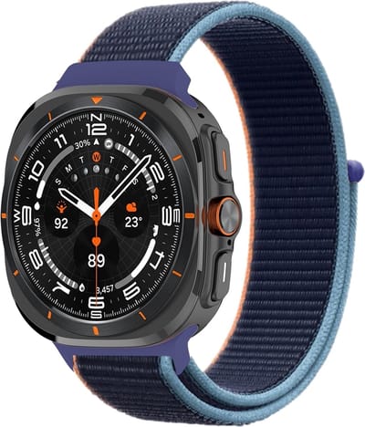 By Qubix - Compatible Samsung bandje - Nylon loop bandje - Donkerblauw - Geschikt voor Samsung Galaxy Watch Ultra / Ultra 2 - 47mm