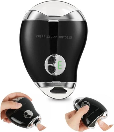 Elektrische Nagelknipper met Dubbele Kop, Mango Vorm Trimmer en Polisher 2-in-1 met LED Licht, Oplaadbaar en Geluidsloos, Veilig voor Baby's en Kinderen, Inclusief Nagelopslag