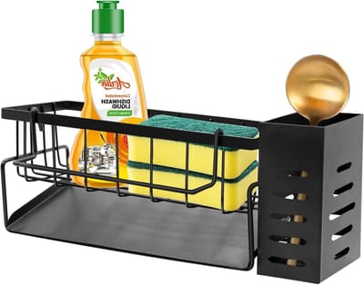 Organiser voor de Keuken en Badkamer, Zelf-Leeglopende Afvoer voor Spons en Schoonmaakmiddelen, Efficiënte Opbergoplossing voor de Gootsteen