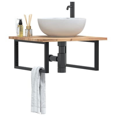 vidaXL - Badkamer - wandschap - staal - en - massief - acaciahout