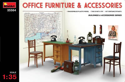 Gedetailleerde Kantoormeubels en Accessoires voor Modelbouw Diorama's