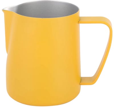 Koffiekan Melkopschuimer - Schuimbeker - Latte Kunst Maken - Prachtig Uitloopontwerp - 600 Ml - Geel