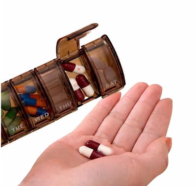 Pillendoosje I Pillendoos I Medicijn Doosje I Medicijnendoosje Transparant I Pil Box I 7 dagen I 1 Week I Bruin