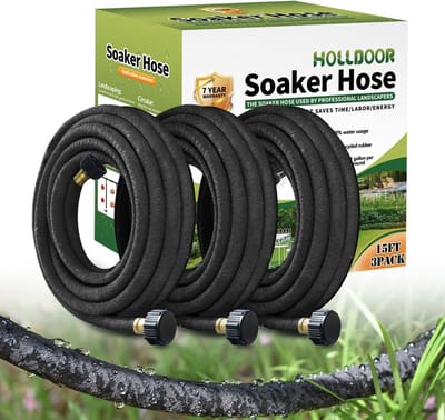 Druppelslang Set - Waterbesparende slang - Efficiënt bewateren - Duurzaam rubber materiaal - 3 x 15 meter - Zwart