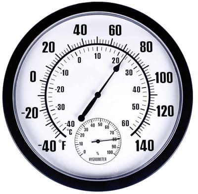 Buiten Thermometer - Weerstation Buiten - Temperatuur Meten - Geen Batterij Nodig - 25 cm Diameter - Zwart