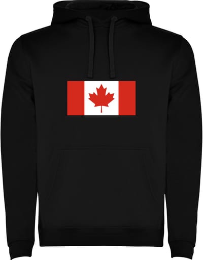 Zwarte unisex hoodie met Wereldse vlaggen het land Canada merk Roly maat M