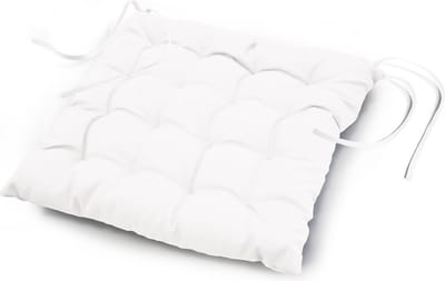 Stoelkussen Essential Wit 40 x 40 cm - Eetkamer & Tuinstoel zitkussen met linten - 100% Polyester - Geschikt voor buiten