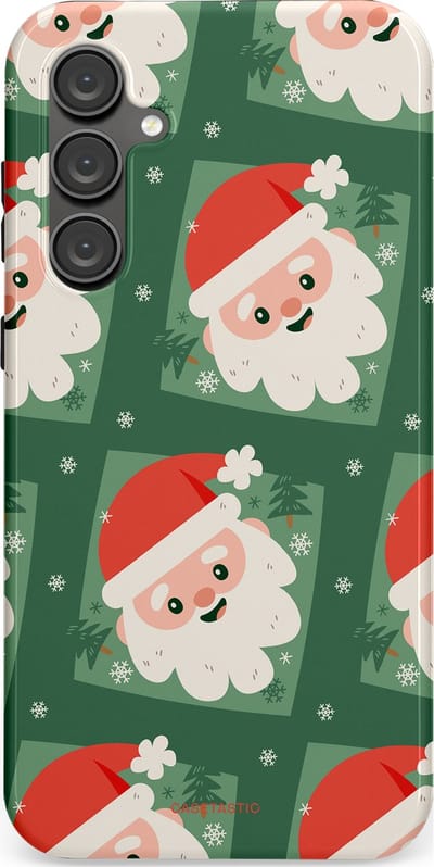 Casetastic hoesje geschikt voor Samsung Galaxy S23 FE - Dubbellaagse bescherming - Kerstmannen in het bos - Fashion Case - Donkergroen Wit Terracotta Crème