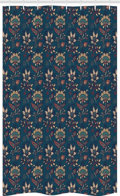 ABAKUHAUS Boheemse Douchegordijn – Vintage Bloemen – 120x180 cm – Teal