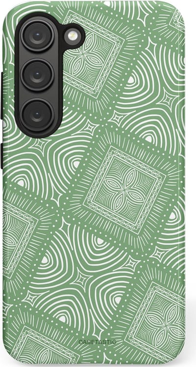 Casetastic Hoesje Geschikt voor Samsung S23 - Stijlvolle Beschermende Duo-layer Case - Groene Mandala