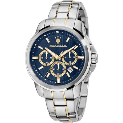 Maserati Successo Blue Bicolor Heren Quartz Chronograaf met Datum R8873621016 blauw