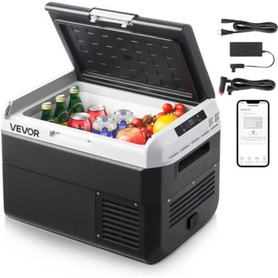 VEVOR Compressor Koelbox 25L, Draagbare Autokoelkast met Instelbare Temperatuur & App Bediening, Koelkast 12/24V DC en 100-240V AC voor Buitenactiviteiten Zoals Kamperen, Reizen en Campers