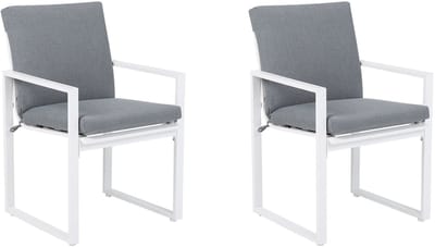 PANCOLE - Tuinstoel set van 2 - Grijs - Polyester