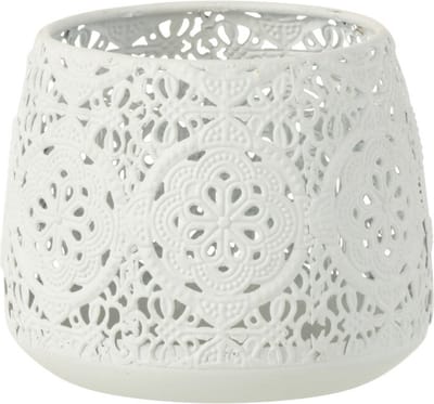 J-Line kaarshouder Oosters - metaal/glas - wit - small - 2 stuks