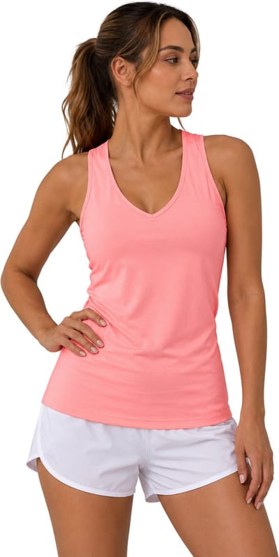 SparkNine Aeris sport tanktop - met crossover rug - losse pasvorm - XXL - zalmroze - mouwloos - sneldrogend & ademende sporttop