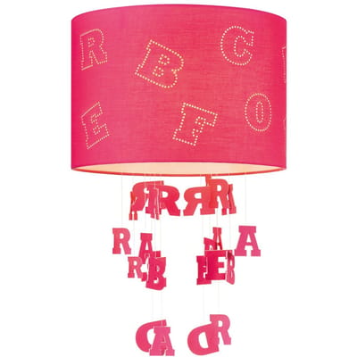 Home Sweet Home Lampenkap Kids Letters cilinder - van stof - rood - Moderne stoffen Lampenkap - 30/30/20cm - E27 lamphouder - voor hanglamp - RoHS