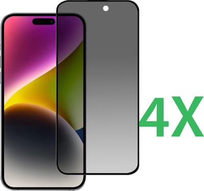 Screenprotector Geschikt Voor: iPhone 16 Pro Max - Privacy Full Screenprotector 4x - screen protector - volledige glas - bescherming - beschermglas - Anti Spy - ZT Accessoires