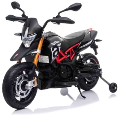 Aprilia Dorsoduro 900 elektrische kindermotor - full options - licentie motor - 12V - met lederlook zadel, parkeerstandaard en zijwieltjes