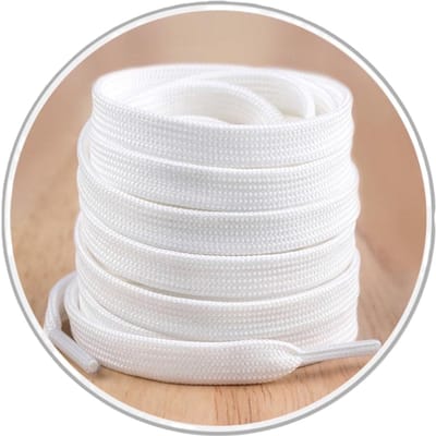 Platte Schoenveters 150 CM I Schoenveter I 8 MM Breed I 1 Paar I Wit